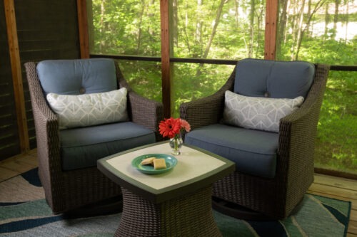 Porch with chairs at the Sinclair at Glenlaurel.