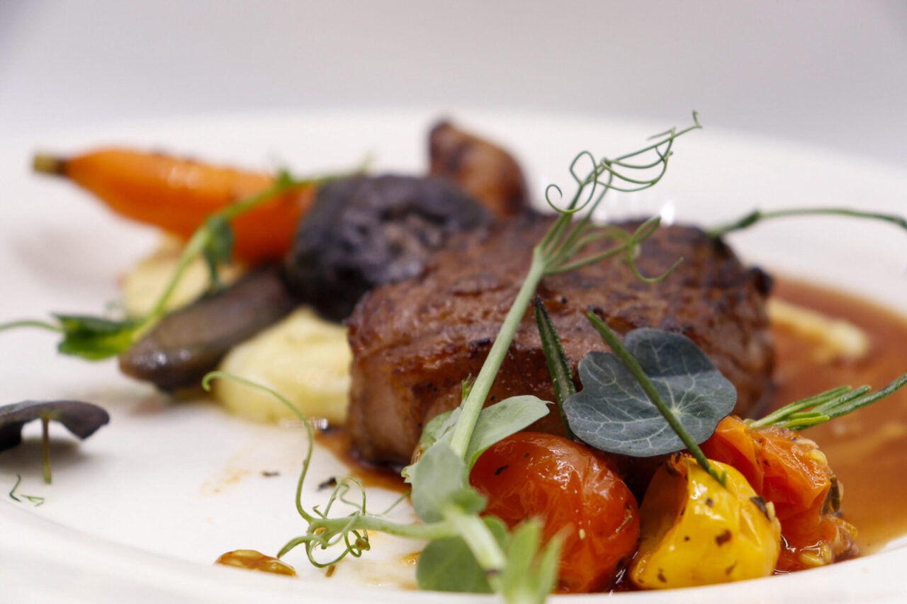 Dinner of meat and vegetables at Glenlaurel