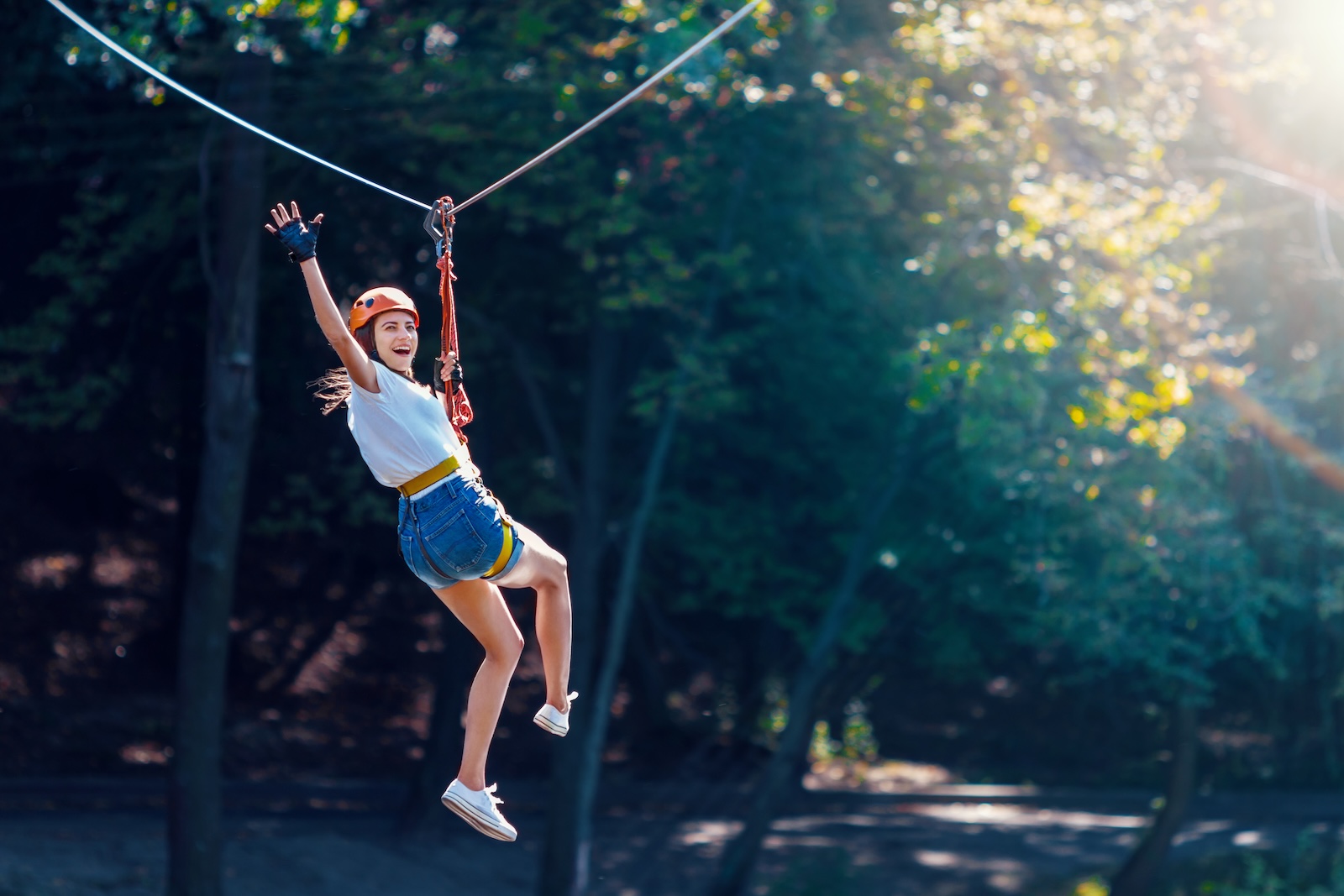 woman enjoying a Hocking Hills Zipline