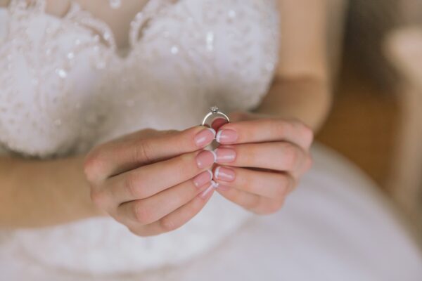 Woman holding a ring during her Hocking Hills Elopement