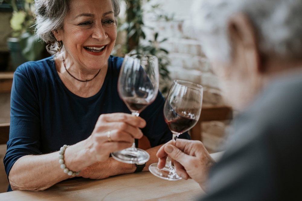 Couple enjoying a wine tasting at Hocking Hills Winery